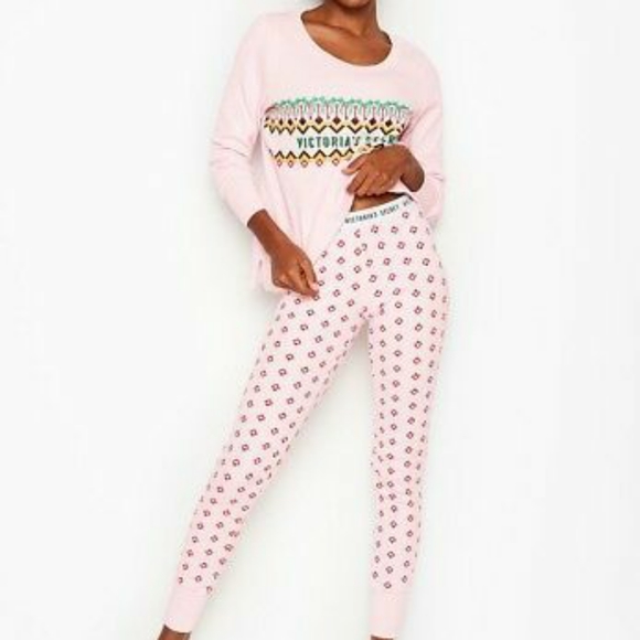 Victoria's Secret Other - Victoria's Secret Pale Pink Thermal Pajama Set